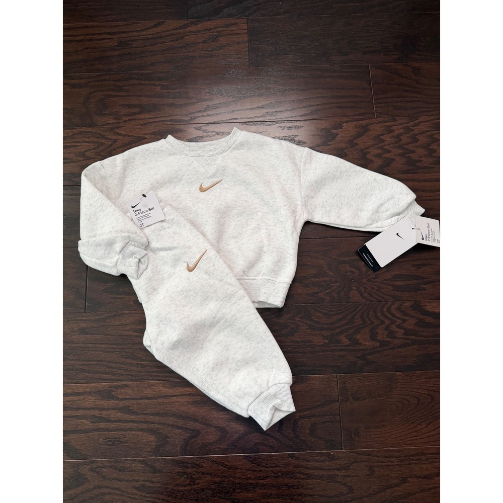 Nike Toddler 2-Piece Fleece Sweatshirt Jogger Set Birch Heather 76M188-X58 2T